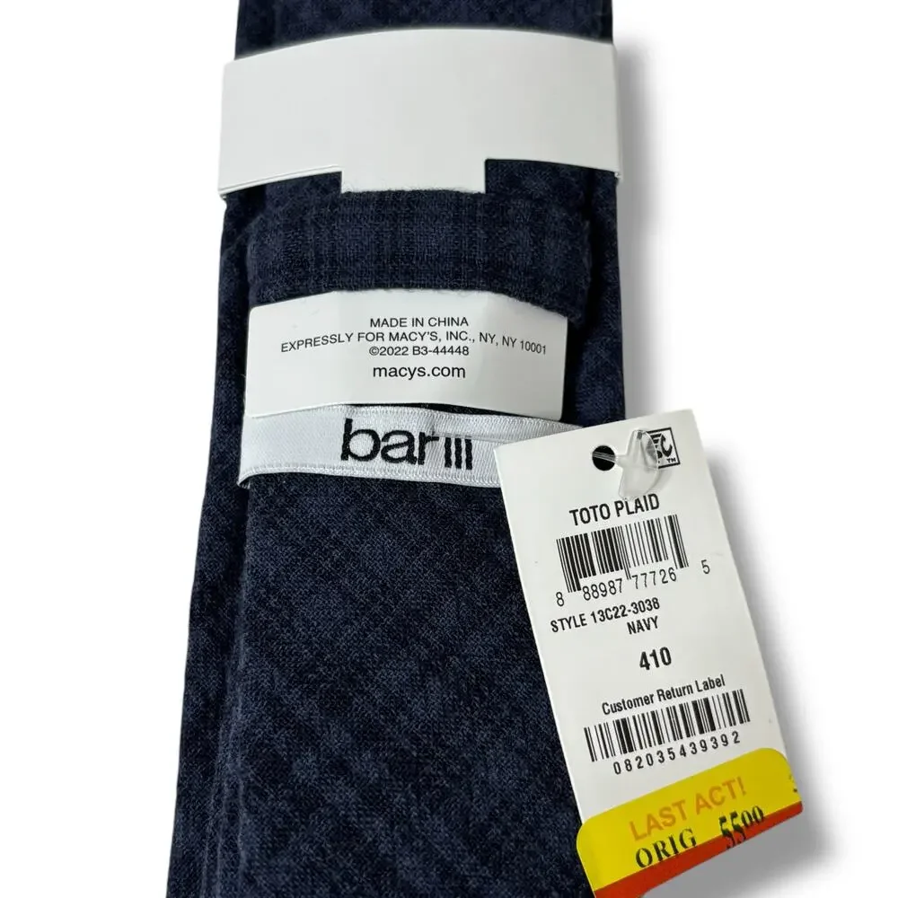 NWT Bar III Toto Plaid Navy Tie